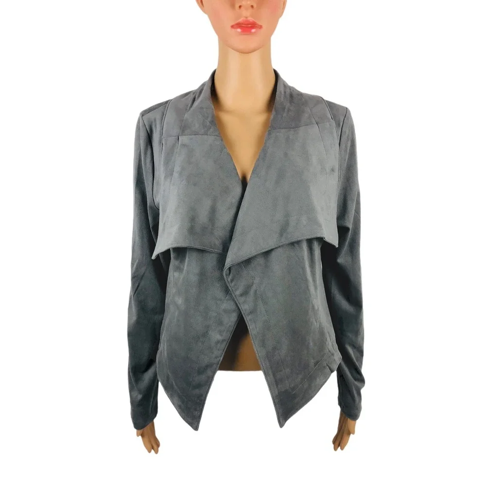 Romeo & Juliet Couture Womens Large Gray Polyester Faux Suede Open NWT $155
